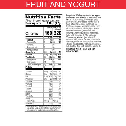 crunchy wheat and rice flakes blended with real oat and fruit clusters