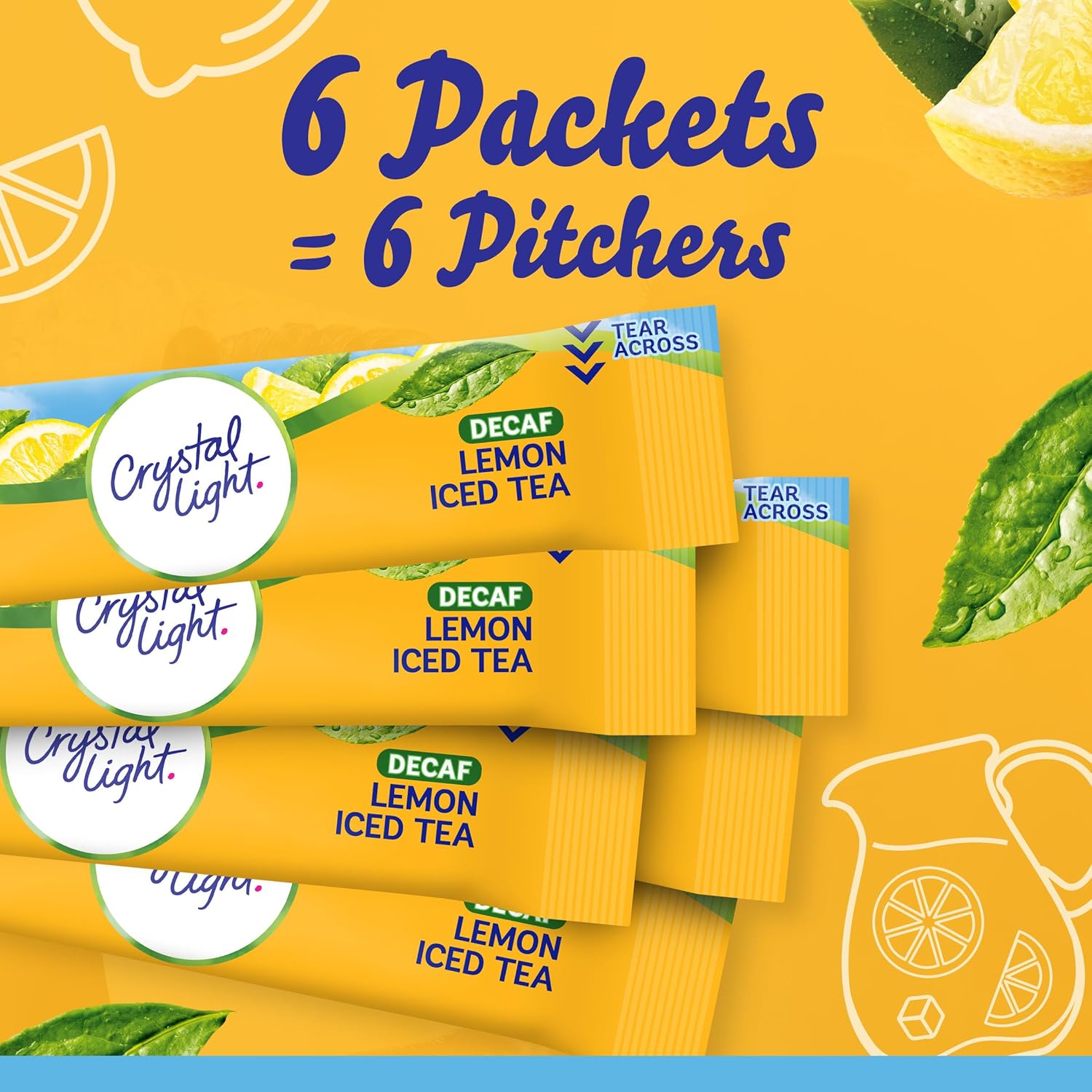 Crystal Light Decaf Lemon Iced Tea – Family Table Drink for Kids' Lunches and Backyard Cookouts, No-Caffeine Pitcher Mix