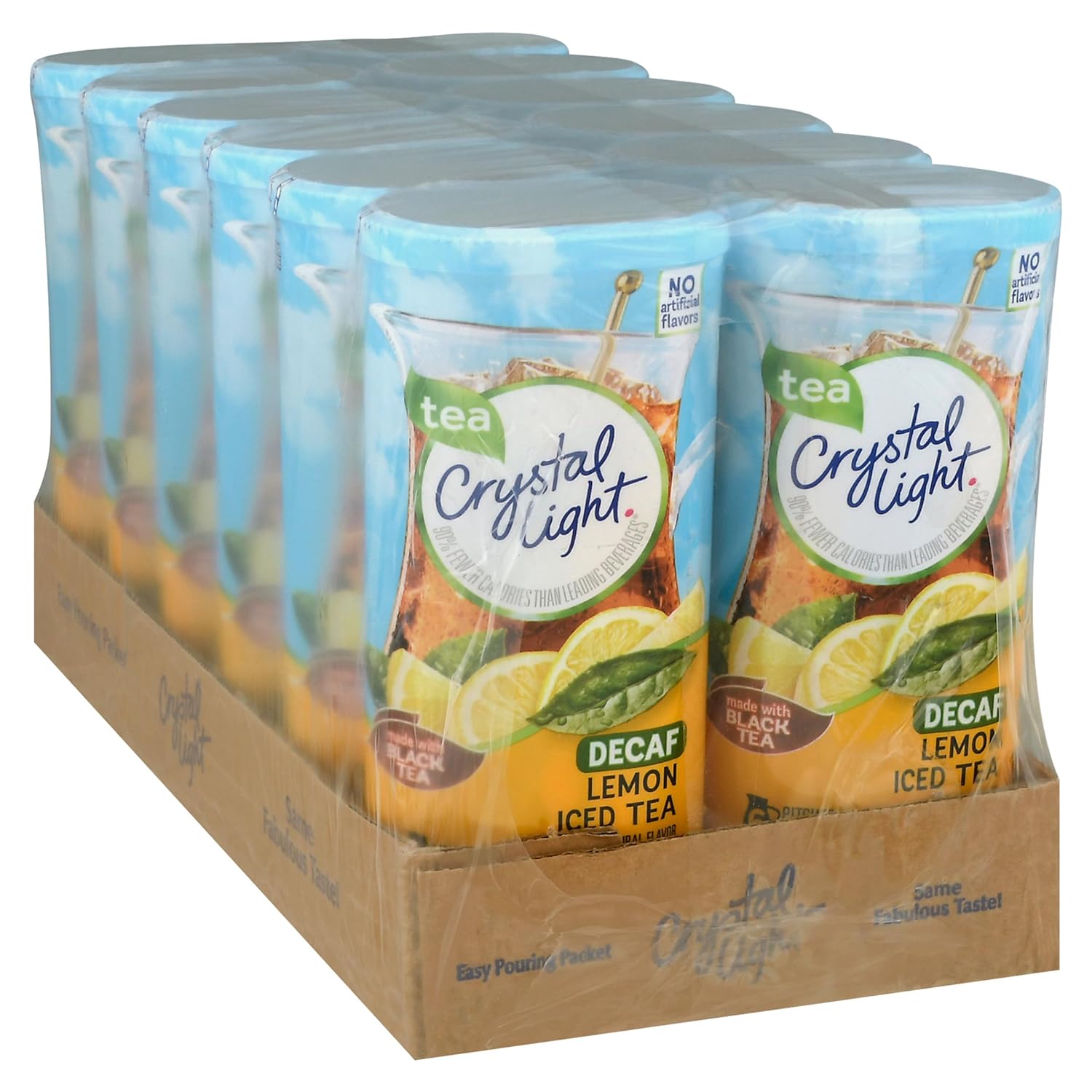 Crystal Light Decaf Lemon Iced Tea – Family Table Drink for Kids' Lunches and Backyard Cookouts, No-Caffeine Pitcher Mix
