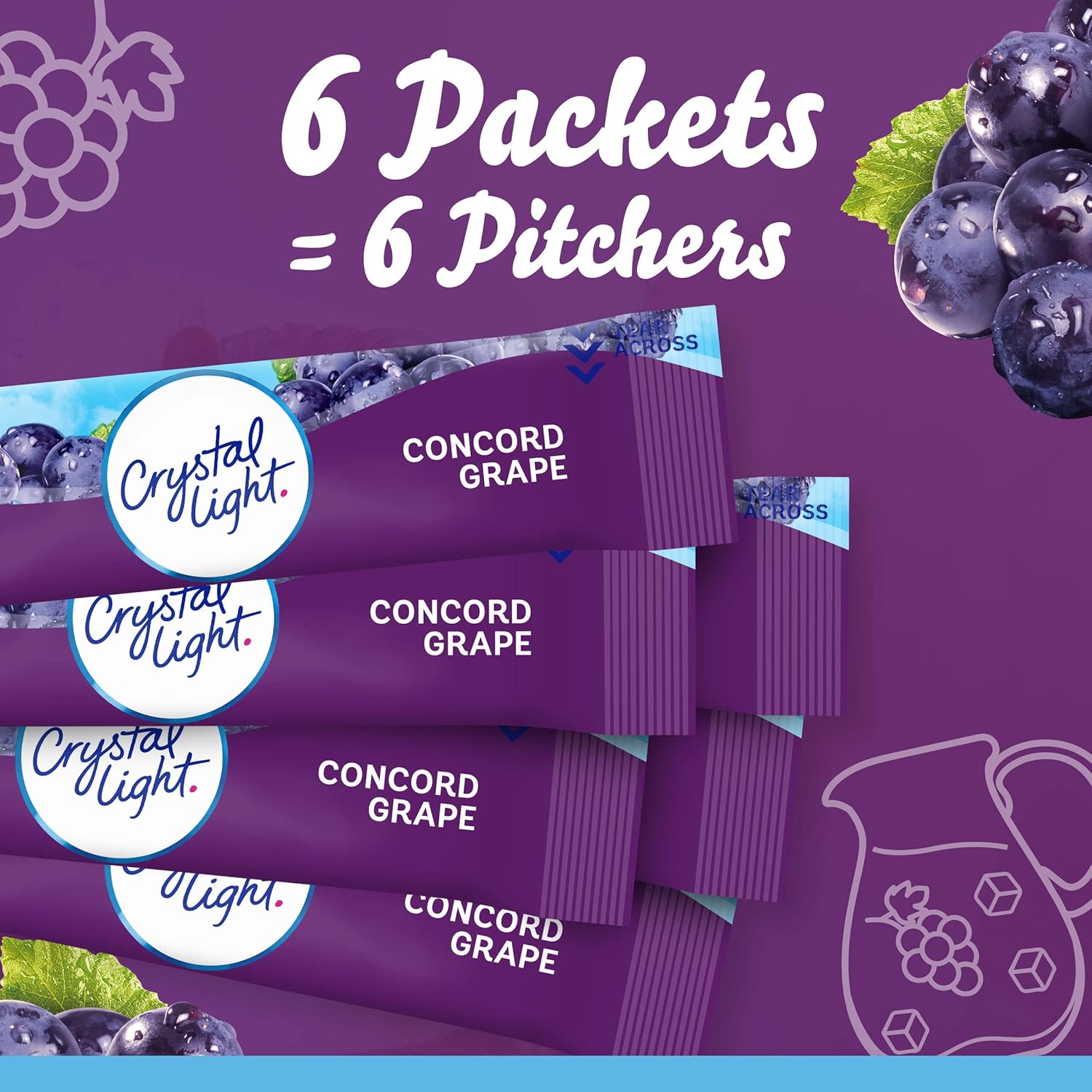 Crystal Light Grape Drink Mix with Caffeine – Pre-Portioned Single-Serve Packets for a Clean, Clutter-Free Pantry, Zero Sugar