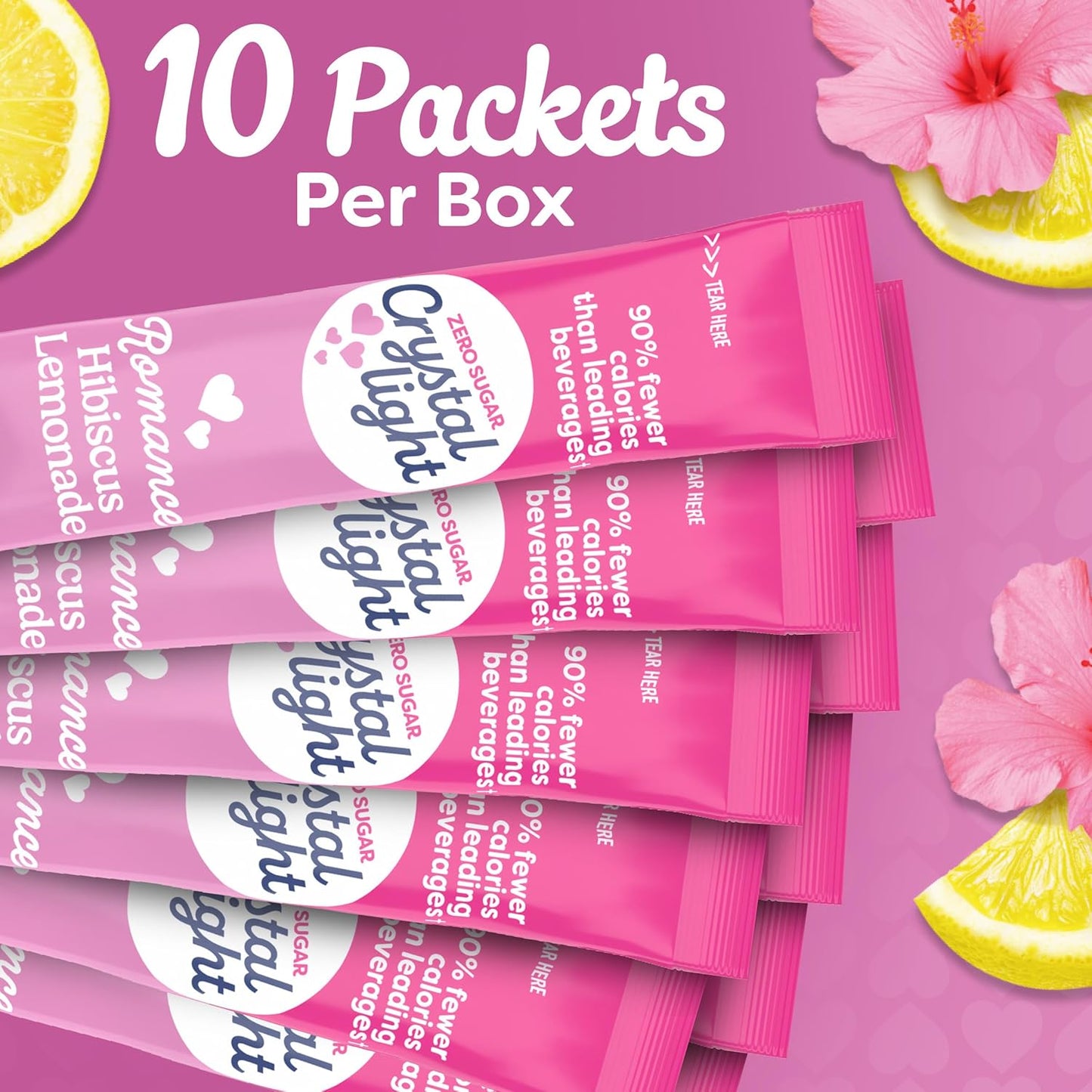 Crystal Light Hibiscus Lemonade Powdered Drink Mix – Mindful Low-Calorie Hydration for Bedside Reading Ritual, 10 Single-Serve Packets