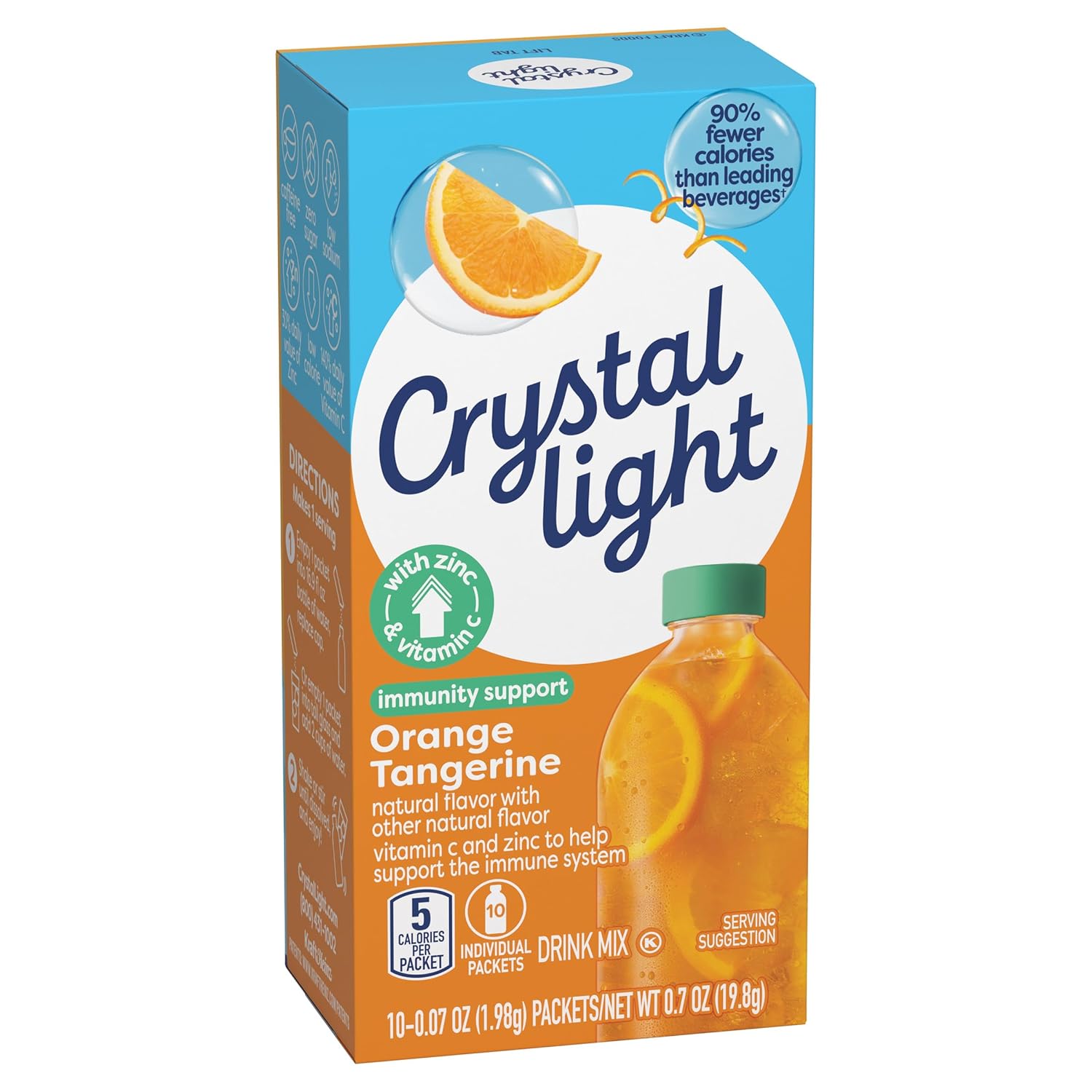 Crystal Light Immunity Support Orange Tangerine Drink Mix – Office Desk Hydration for Busy Professionals, Quick Vitamin C Boost Without Sugary Sodas