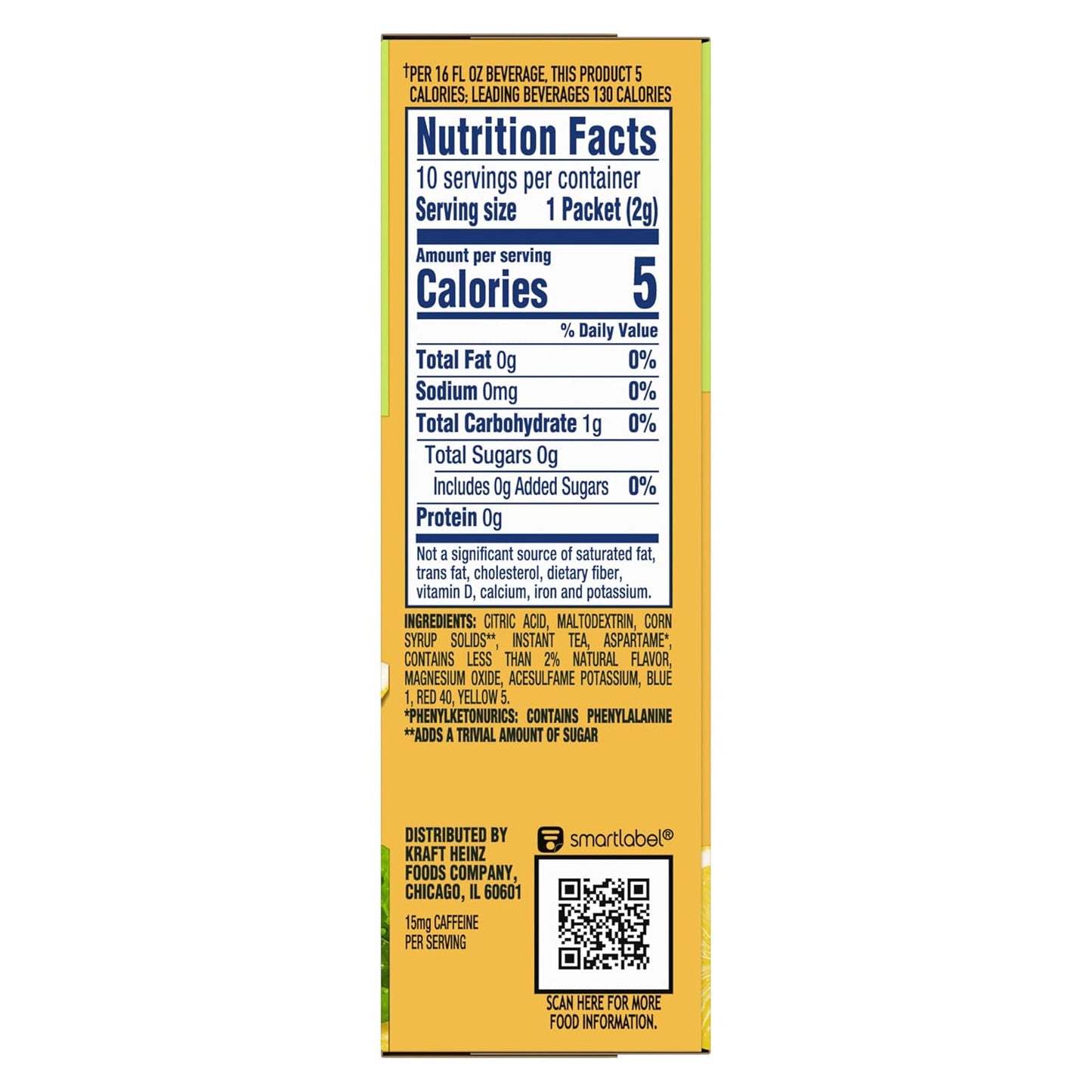 Crystal Light Lemon Iced Tea On-the-Go Powdered Drink Mix – Portable Single-Serve Hydration for Office Pantries and Conference Rooms, 120 Packets