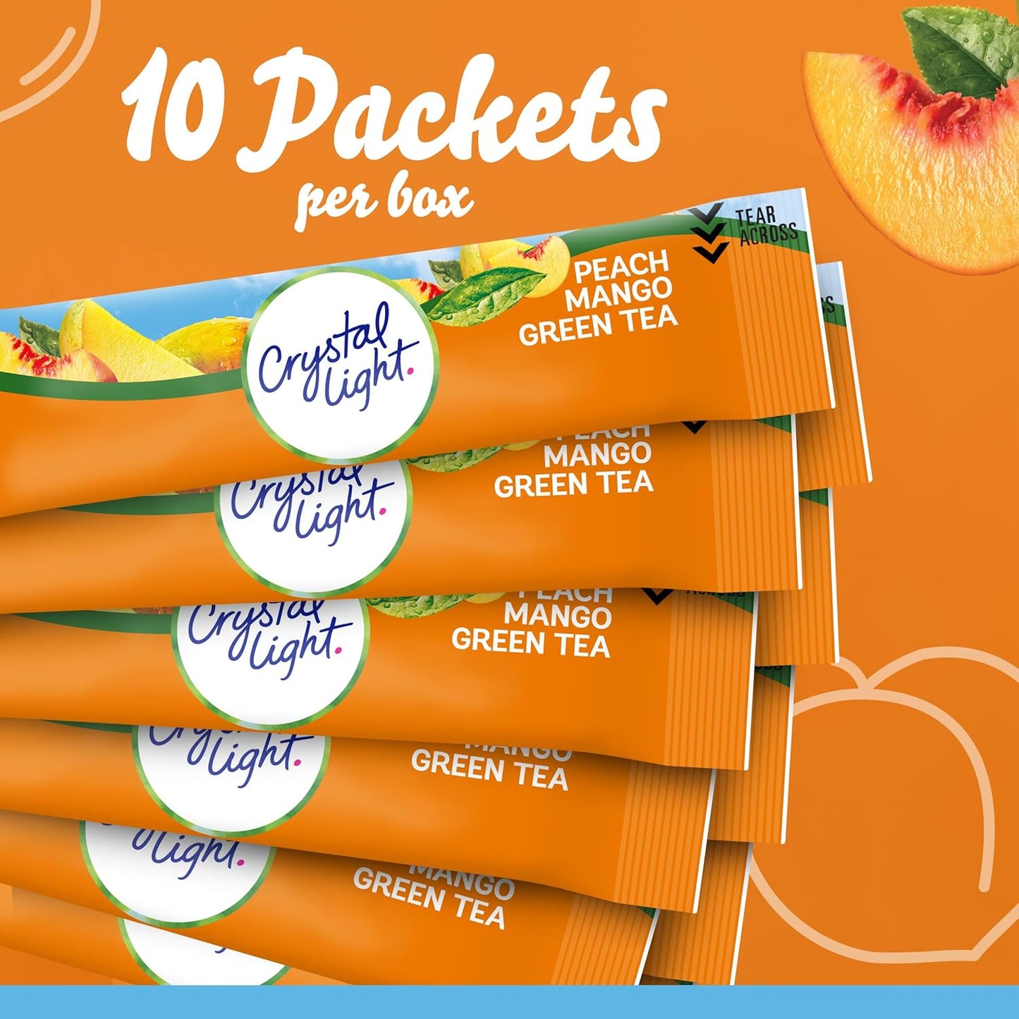 Crystal Light Peach Mango Green Tea Powdered Drink Mix – Desk-Friendly Flavored Water for Focused Work-from-Home Days