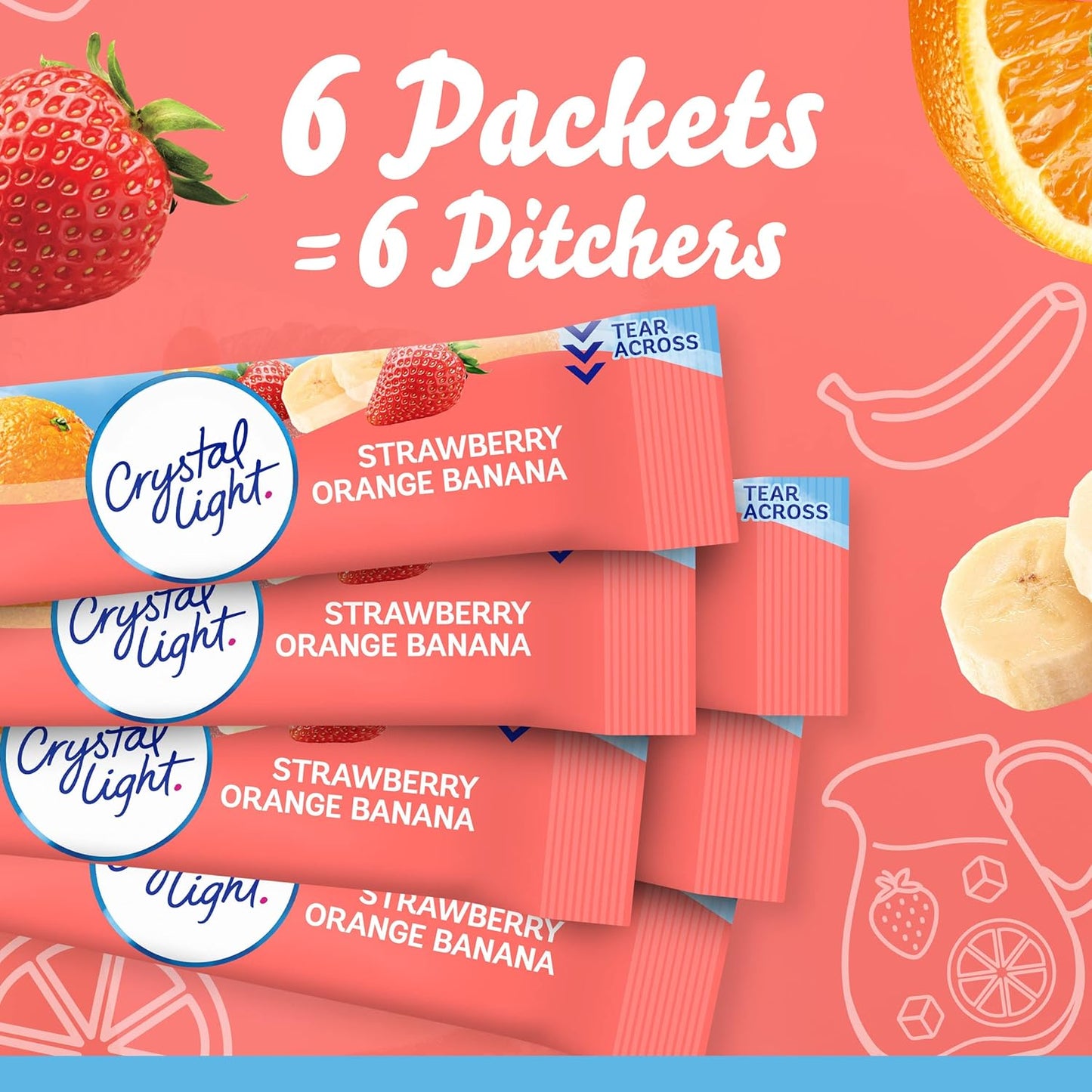 Crystal Light Strawberry Orange Banana Sugar Free Pitcher Packets – Guilt-Free Flavored Water for Mindful Hydration Habits