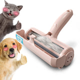 DELOMO Self-Cleaning Pet Hair Roller – Simple Fur Remover for Capsule Living, One-Button Release Lint Roller in White and Soft Tones