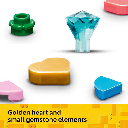 customization elements including a golden heart, a gemstone piece, and extra decorative tiles
