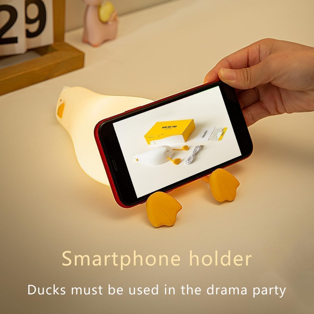 Cute Animal Lamp – Kawaii Birthday Gift for Her, Rechargeable Silicone Night Light with Phone Stand