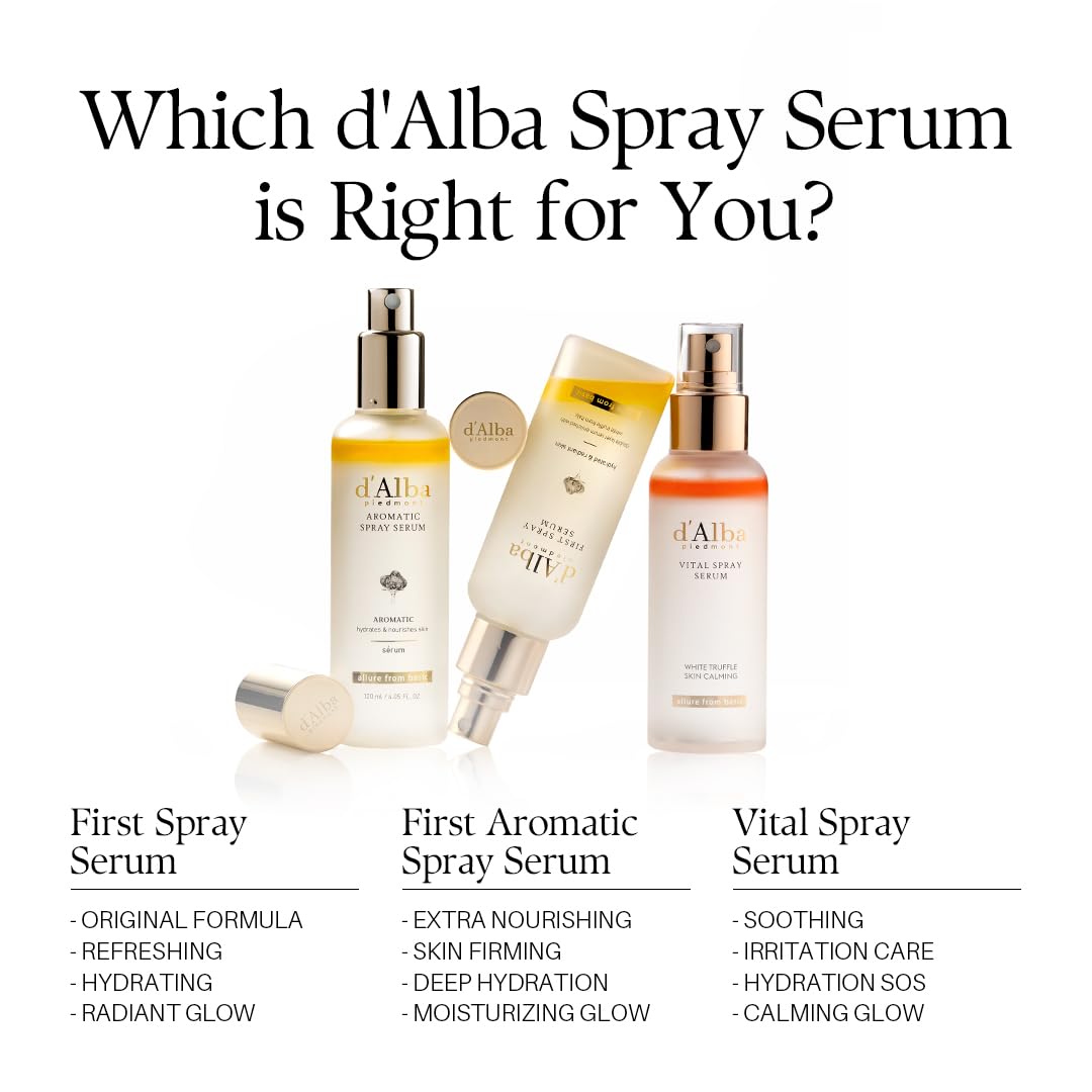 d'alba White Truffle First Spray Serum – Calming Hydrating Face Mist for Self-Care Corner, Daily Glow Ritual