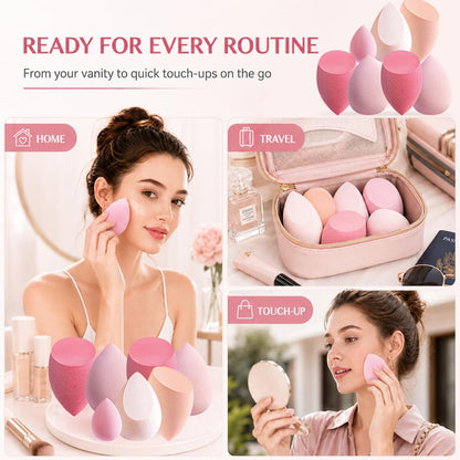 damp-or-dry dual-use design for dewy glow or full-coverage finishes