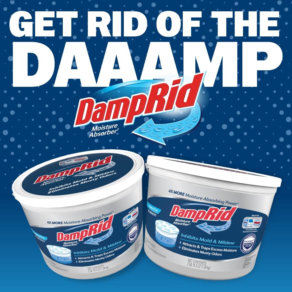 DampRid Moisture Absorber Bucket – Intentional Living Mold Prevention, No Plugs No Batteries Clean Simplicity, 2 lb. 15.5 oz. with Detection Strip
