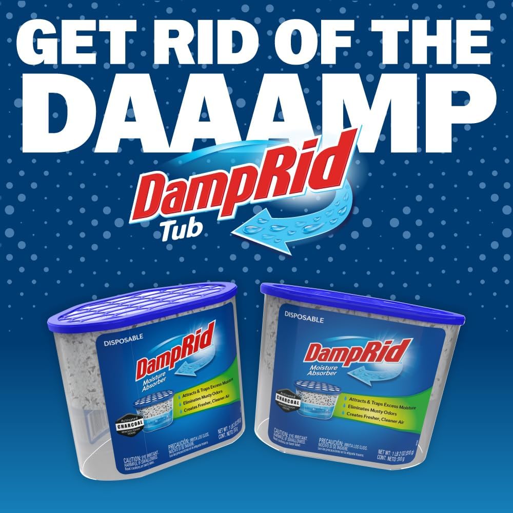 DampRid Unscented Moisture Absorber – Clean Design Home Care for Open Shelving and Under Sink Cabinets, No Refill Disposable