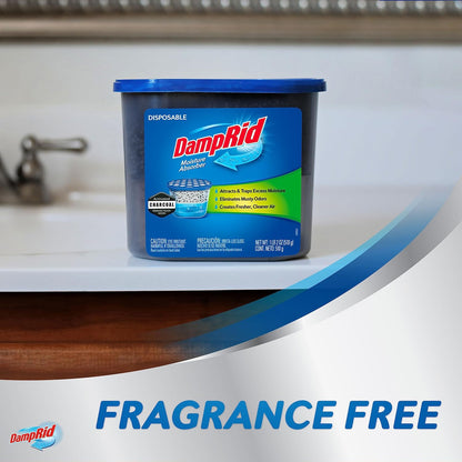 DampRid Unscented Moisture Absorber – Clean Design Home Care for Open Shelving and Under Sink Cabinets, No Refill Disposable