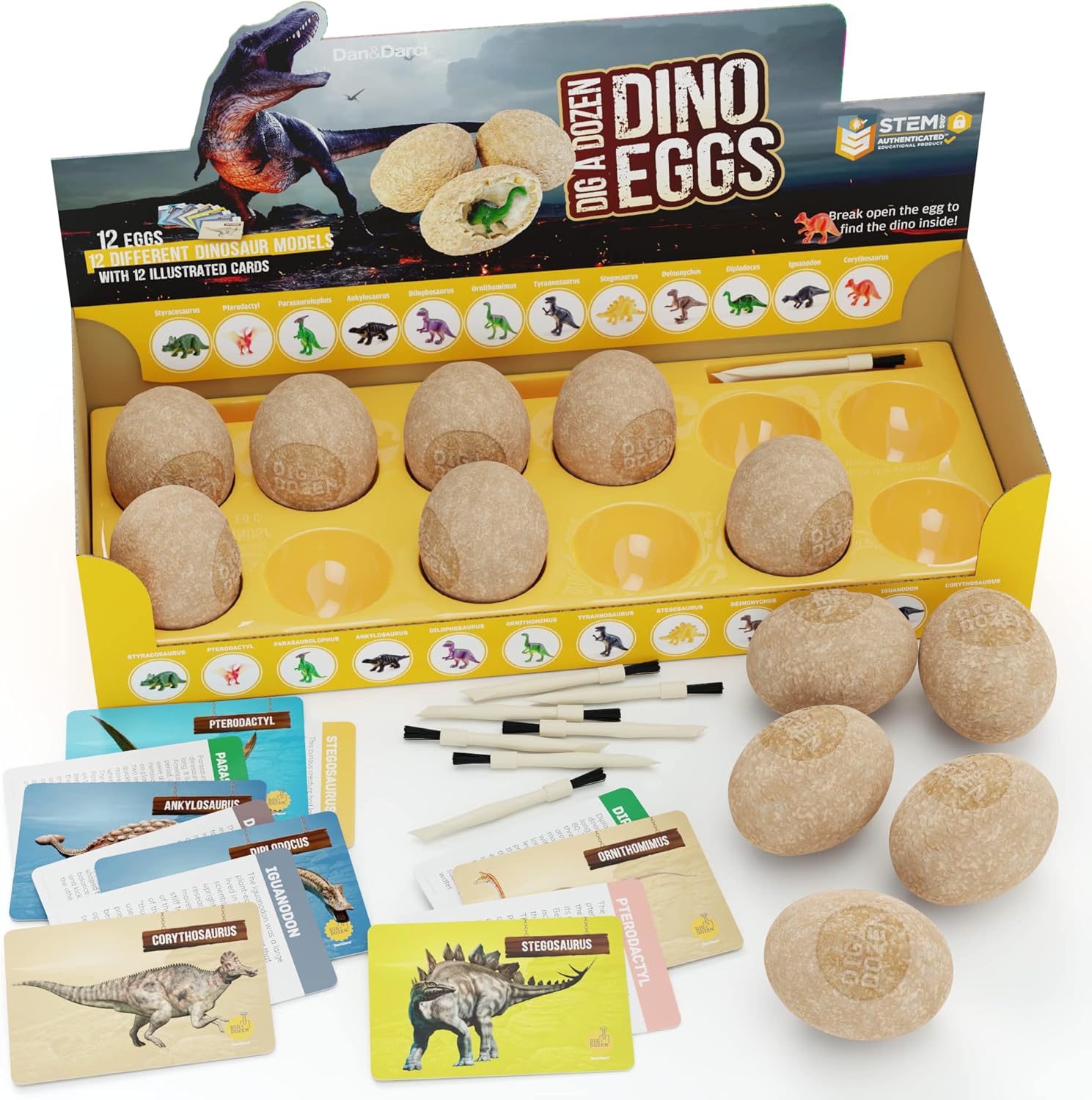 Dan&Darci Dino Egg Excavation Set – Child-Safe Educational Toy for Nursery and Homeschool Science Play