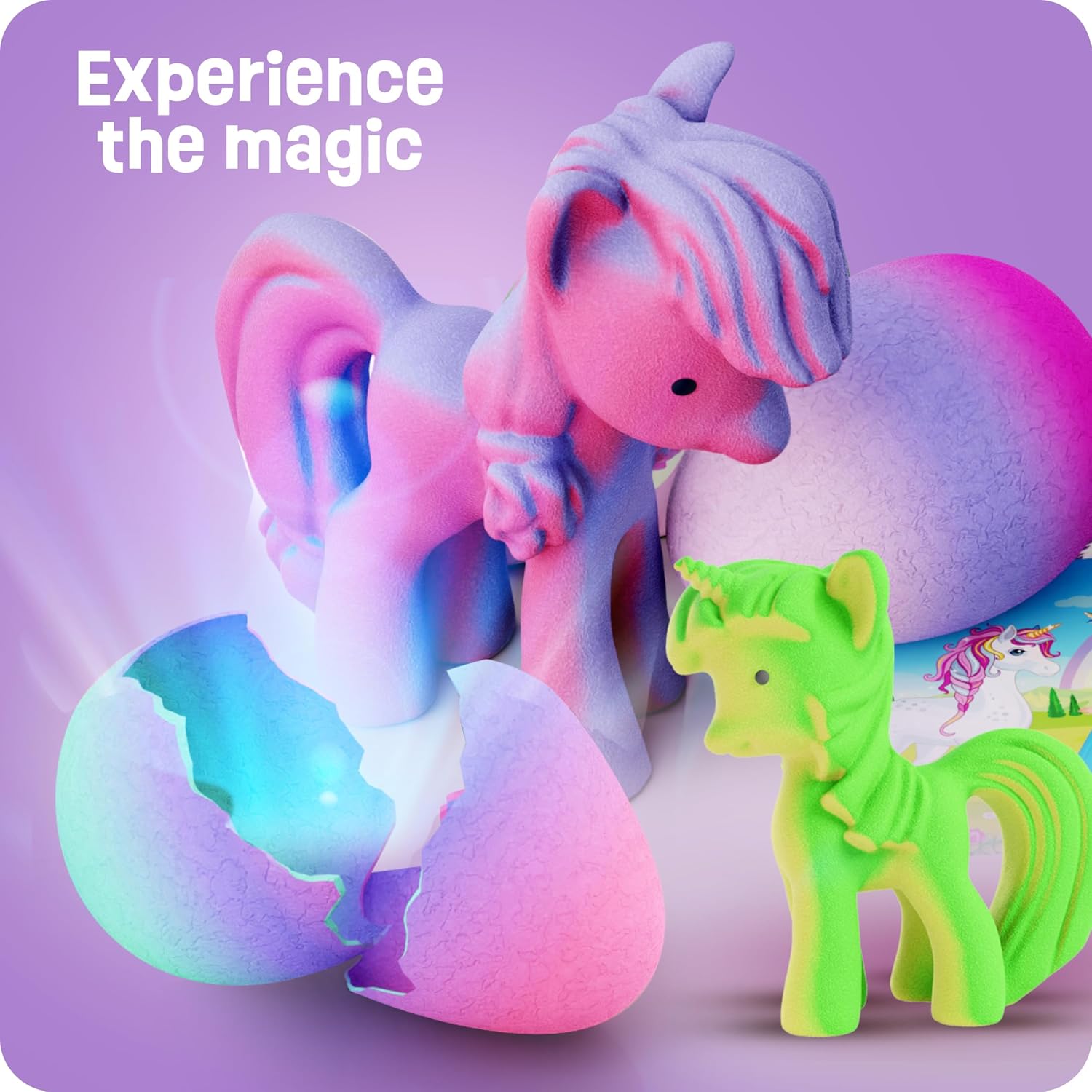 Dan&Darci Unicorn Hatching Surprise Eggs - Easter Basket Stuffer and Birthday Party Favor for Girls Ages 3-8, Pack of 6 with Collector Cards