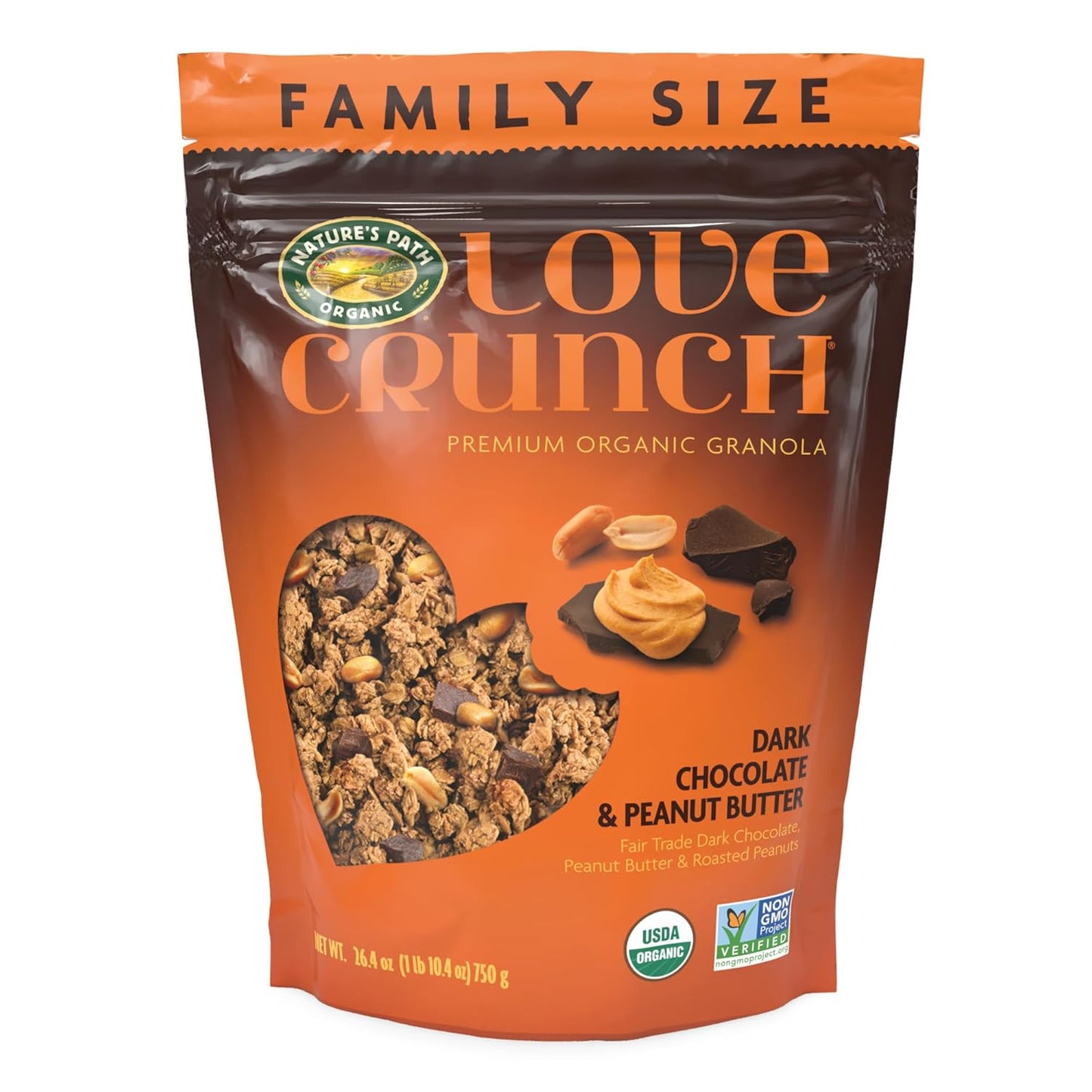 dark chocolate chunks blended with roasted peanuts for sweet-savory balance