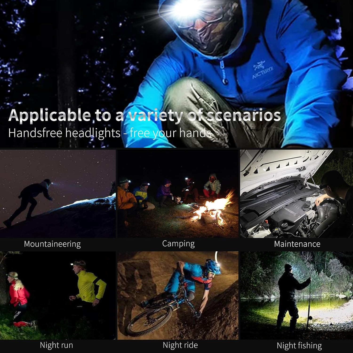 DARKBEAM COB Floodlight Headlamp – Rechargeable LED Light for Camping, Hiking Trails and Backpacking After Dark