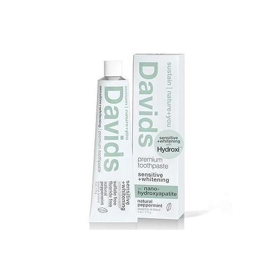 Davids Nano Hydroxyapatite Toothpaste Mild Peppermint 4oz | Fluoride Free EWG Verified Remineralizing Enamel Care for Mindful Nighttime Oral Ritual