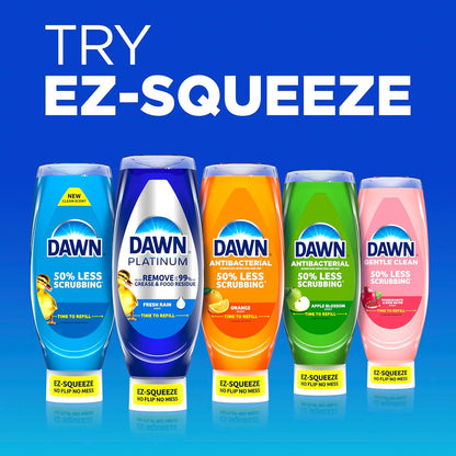 Dawn Platinum EZ-Squeeze Dish Soap Liquid – Backyard Grill and Picnic Dishwashing, Biodegradable Concentrated Formula, 6x18 Fl Oz Wild Jasmine