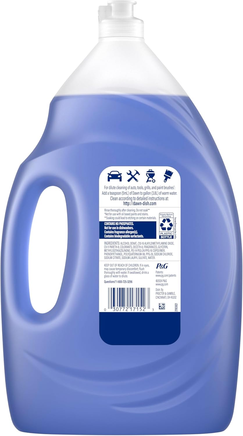 Dawn Platinum Plus PowerSuds 51.5 oz Refill – Fresh Rain Scent Dish Soap for a Calming Cleanup Ritual