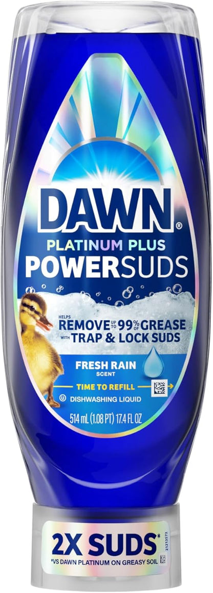 Dawn Platinum Plus PowerSuds Liquid Dish Soap 17.4 oz EZ-Squeeze Bottle for Cleaning Grills, Tools, and Cookware at the Outdoor Grill Station