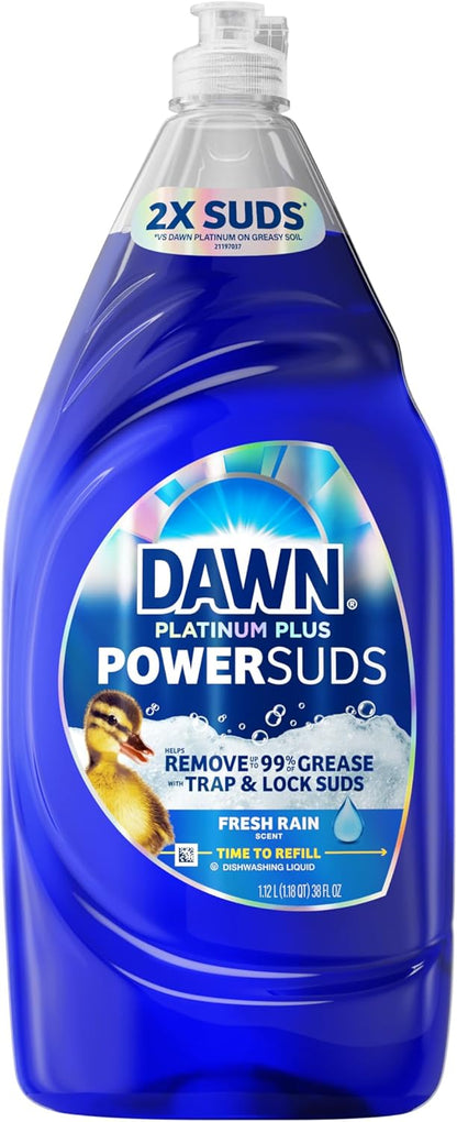 Dawn Platinum Plus PowerSuds Liquid Dish Soap for Clutter-Free Countertops, One Concentrated Bottle Replaces Multiple Cleaners
