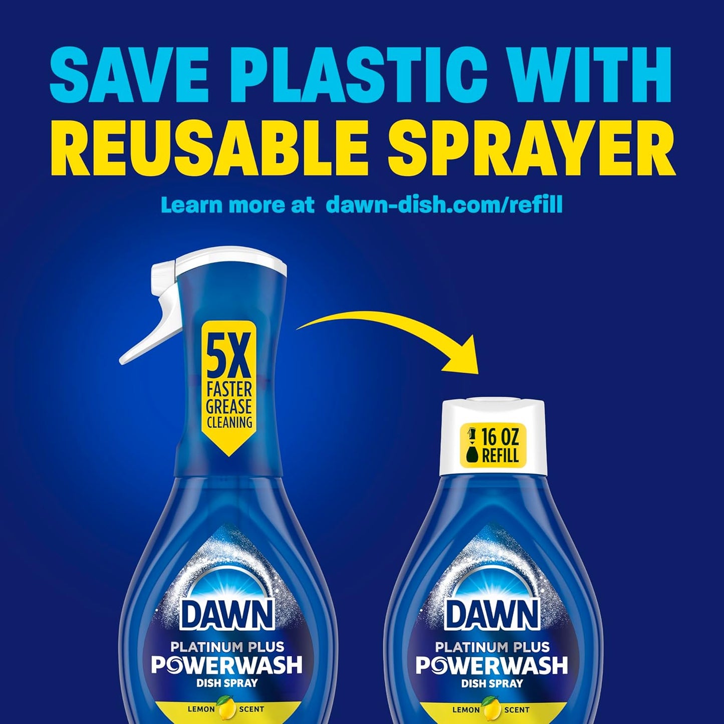 Dawn Powerwash Dish Soap Spray, Lemon Scent, 3-Pack 16oz, Practical Housewarming Gift for New Homeowners