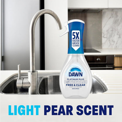 Dawn Powerwash Free & Clear Light Pear Dish Spray for Patio Grill Degreasing, Multi-Surface Cleaner Built for Open-Air Cooking
