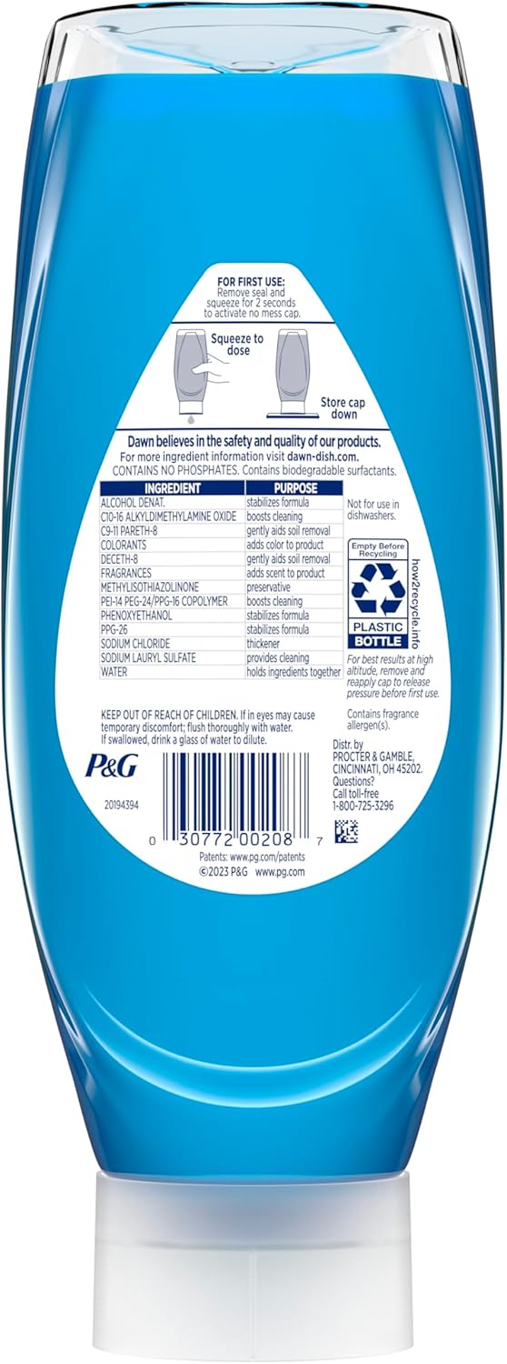 Dawn Ultra EZ-Squeeze Dish Soap – Patio and Garage Degreaser, 3x22oz Bulk Pack