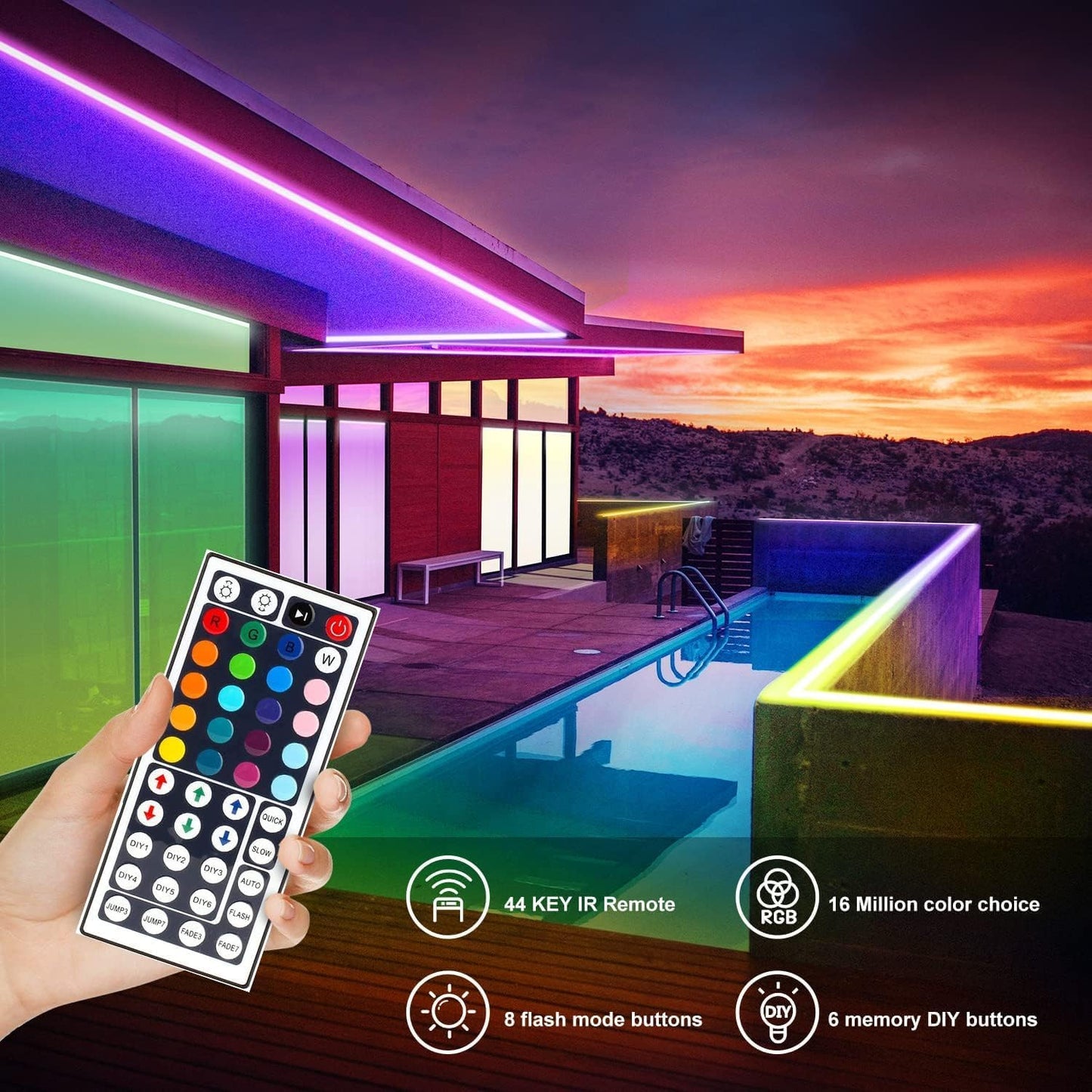 DAYBETTER LED Strip Lights 32.8ft – Clean White and Neutral Tone Accent for Intentional Minimalist Bedrooms