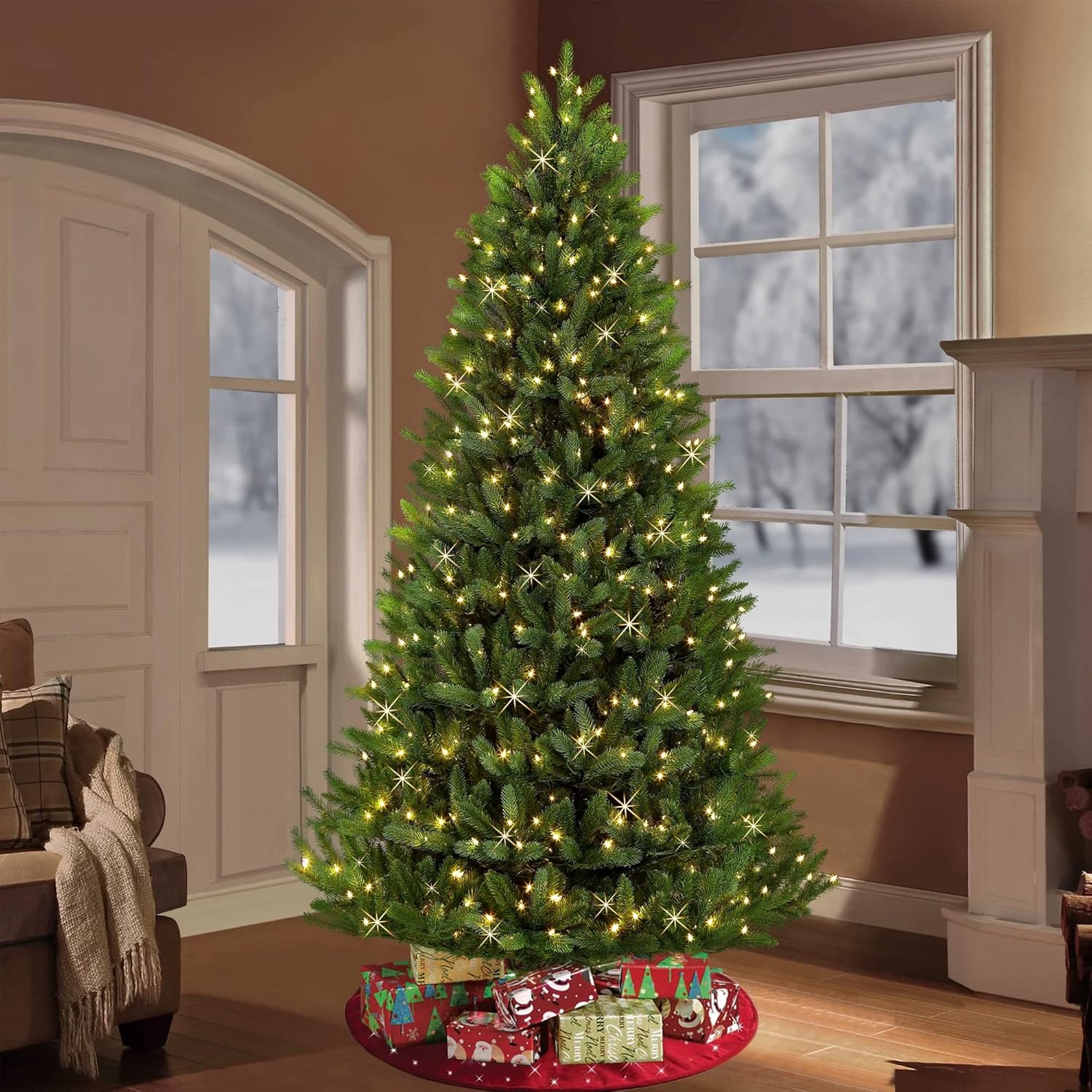 Dazzle Bright Green Wire Christmas Lights – 115 FT Warm White Strand for Living Room, Bedroom and Cozy Holiday Ambiance