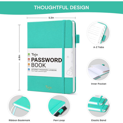 Decorative Password Book with Tabs A to Z – Aesthetic Organizer for Kitchen Counter or Home Office Shelf