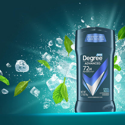 Degree Men Cool Rush Deodorant Stick – Hiking Trails and Backyard BBQs, 72-Hour Sweat Defense in a Portable 4-Pack