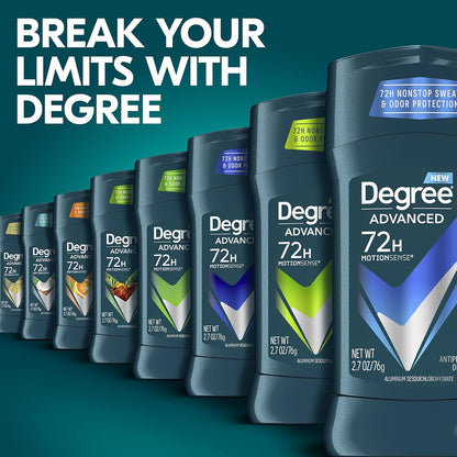Degree Men Cool Rush Deodorant Stick – Hiking Trails and Backyard BBQs, 72-Hour Sweat Defense in a Portable 4-Pack