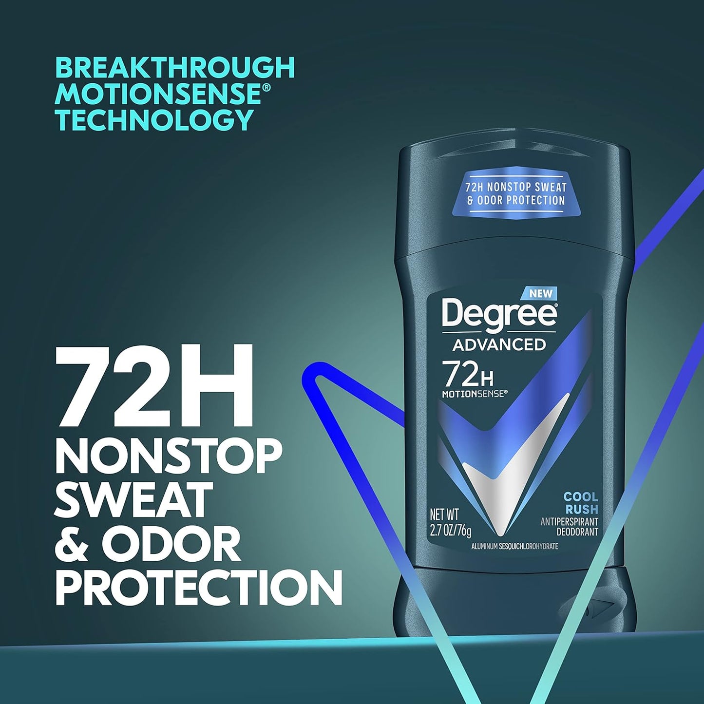 Degree Men Cool Rush Deodorant Stick – Hiking Trails and Backyard BBQs, 72-Hour Sweat Defense in a Portable 4-Pack