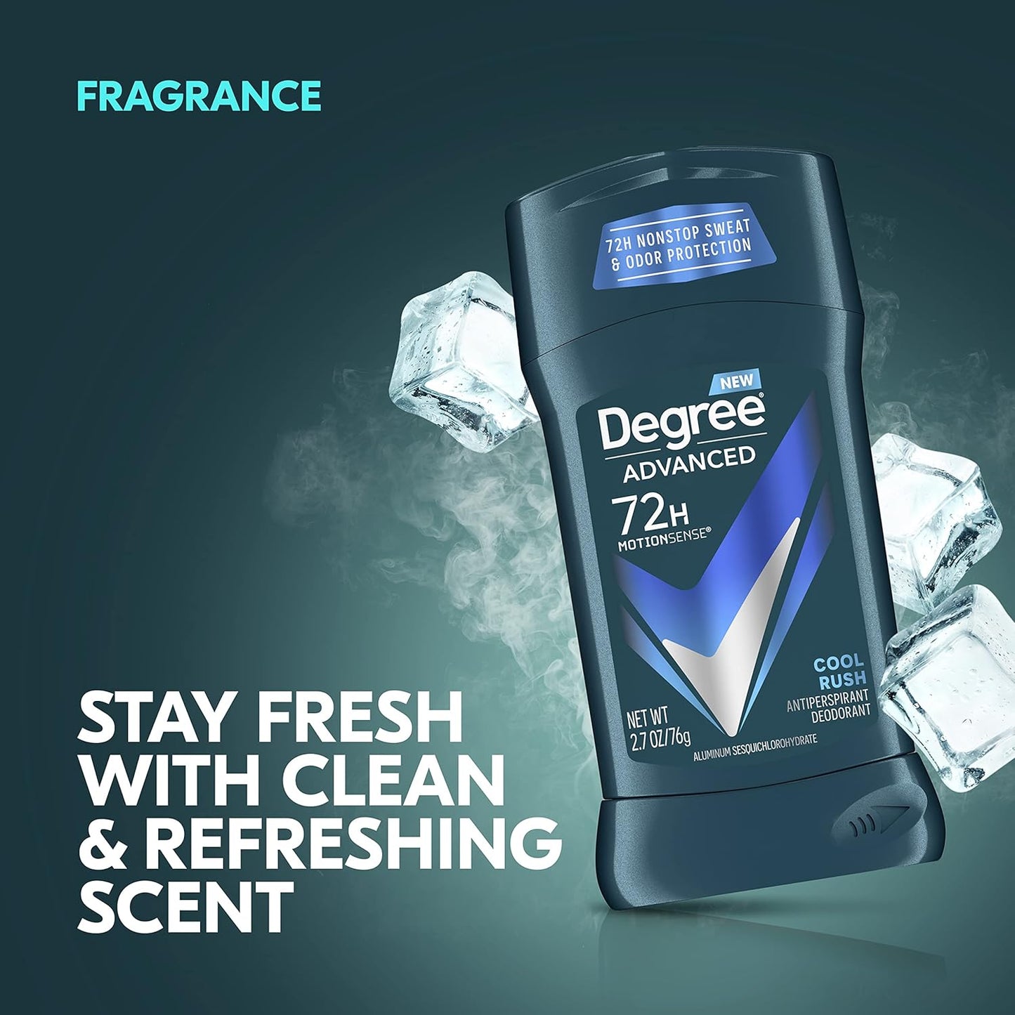 Degree Men Cool Rush Deodorant Stick – Hiking Trails and Backyard BBQs, 72-Hour Sweat Defense in a Portable 4-Pack
