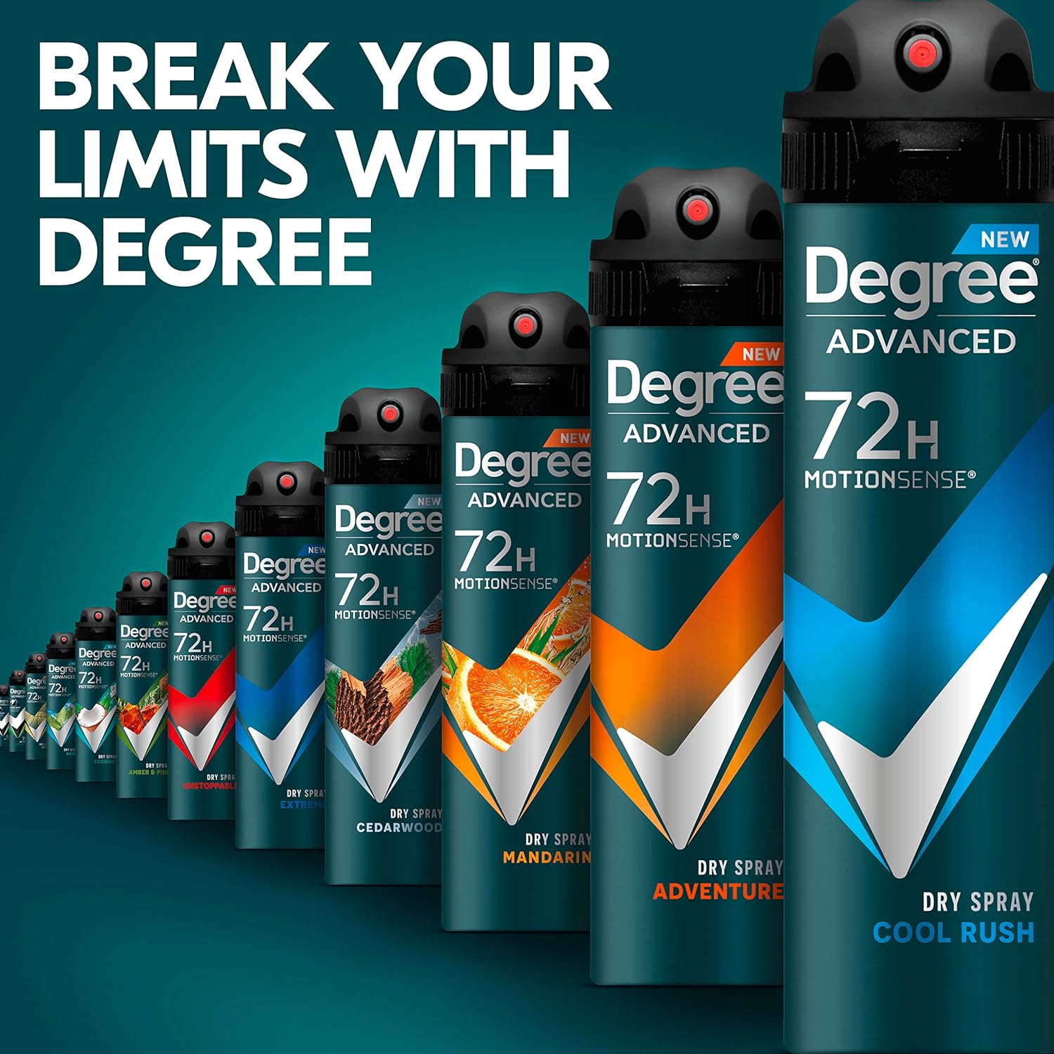 Degree Men MotionSense Dry Spray Cool Rush 4-Pack – Portable Sweat Defense for Hiking, Outdoor Dining, and Backyard Workouts