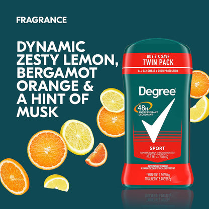 Degree Men Sport Antiperspirant Deodorant Twin Pack – Practical Birthday Gift for Him with Everyday 48-Hour Protection