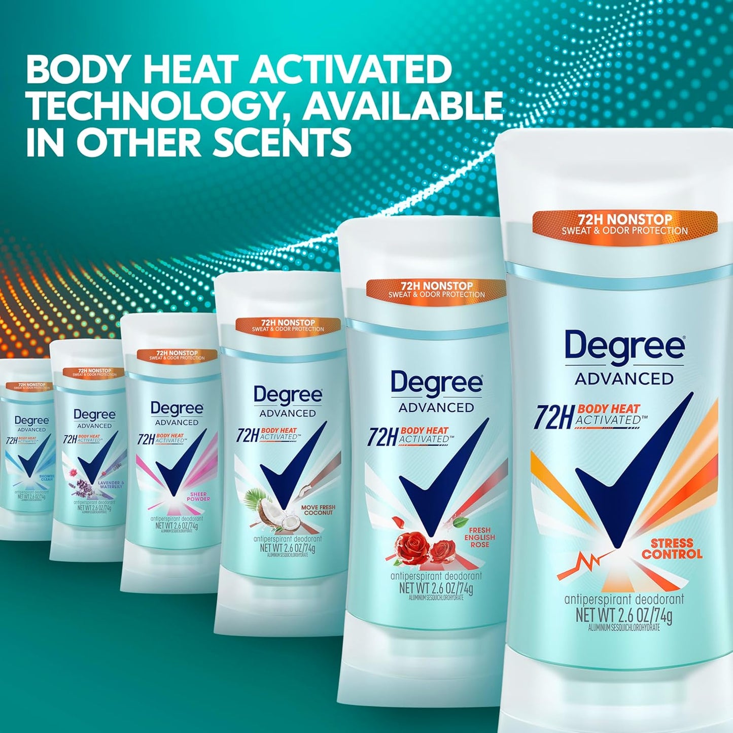 Degree Women Antiperspirant Stress Control 72-Hour Deodorant Stick for Hiking Trails and Running Workouts 2.6 oz