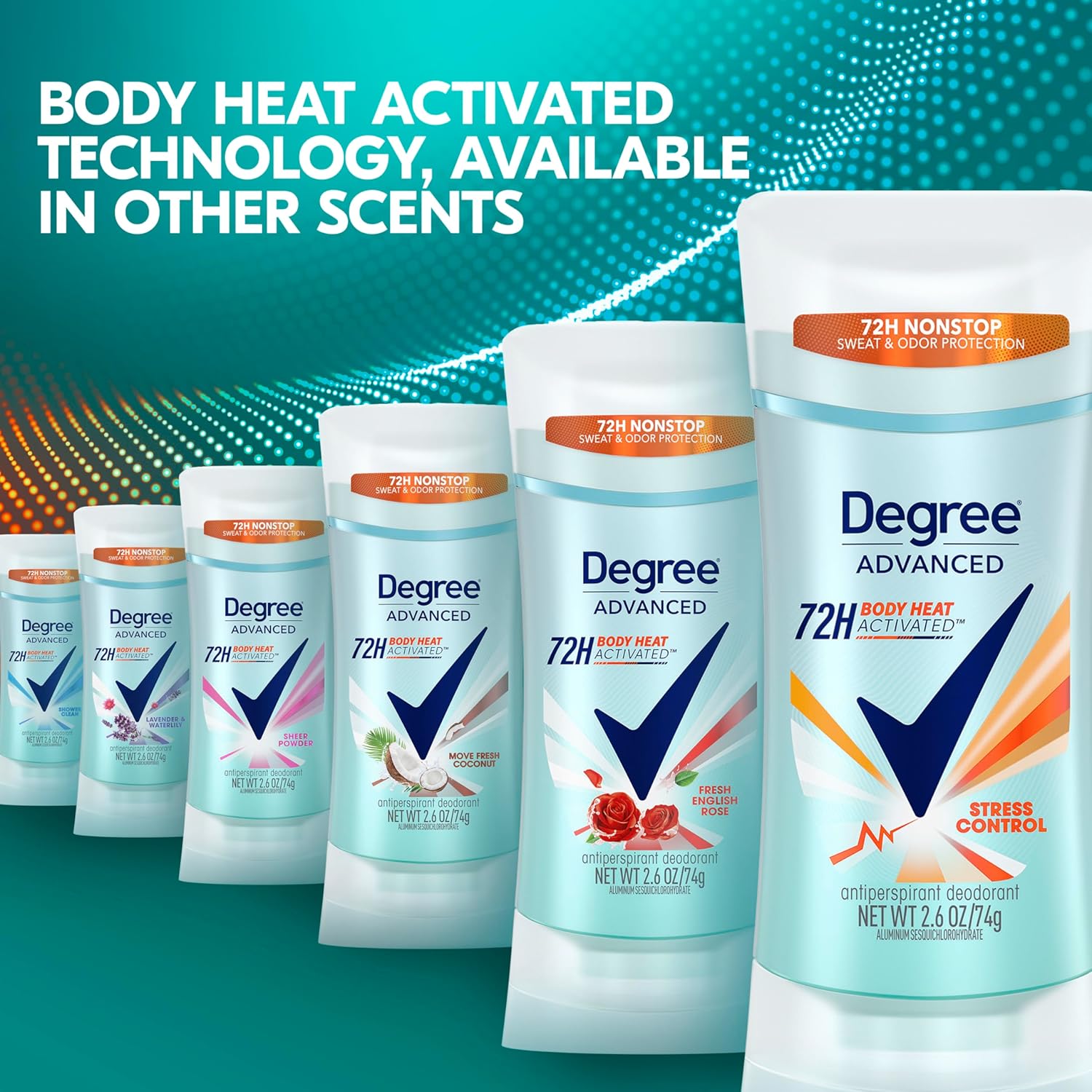 Degree Women Antiperspirant Stress Control 72-Hour Deodorant Stick for Hiking Trails and Running Workouts 2.6 oz