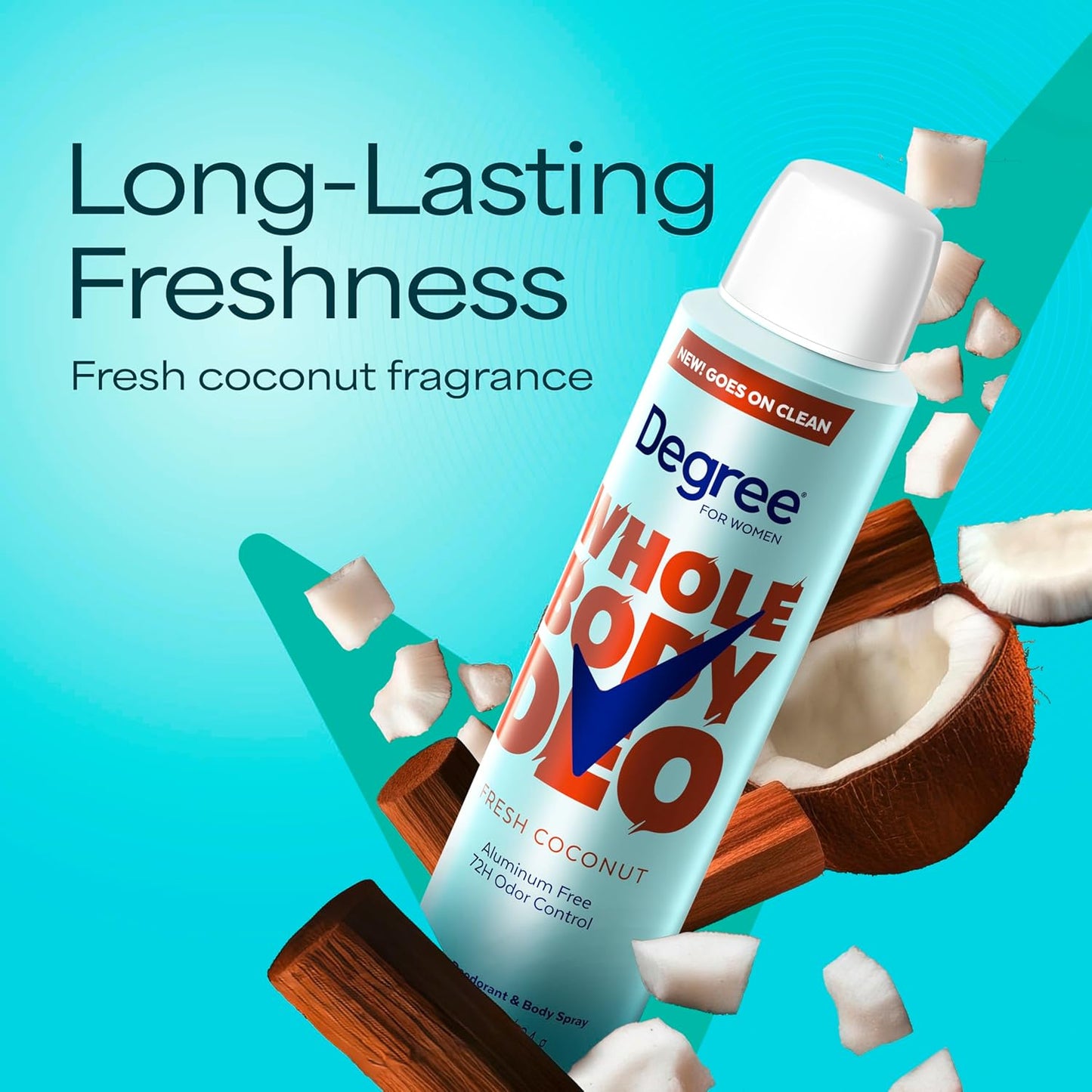 Degree Women Deodorant Spray Coconut Scent Aluminum Free 72H One Can Whole Body Simplicity