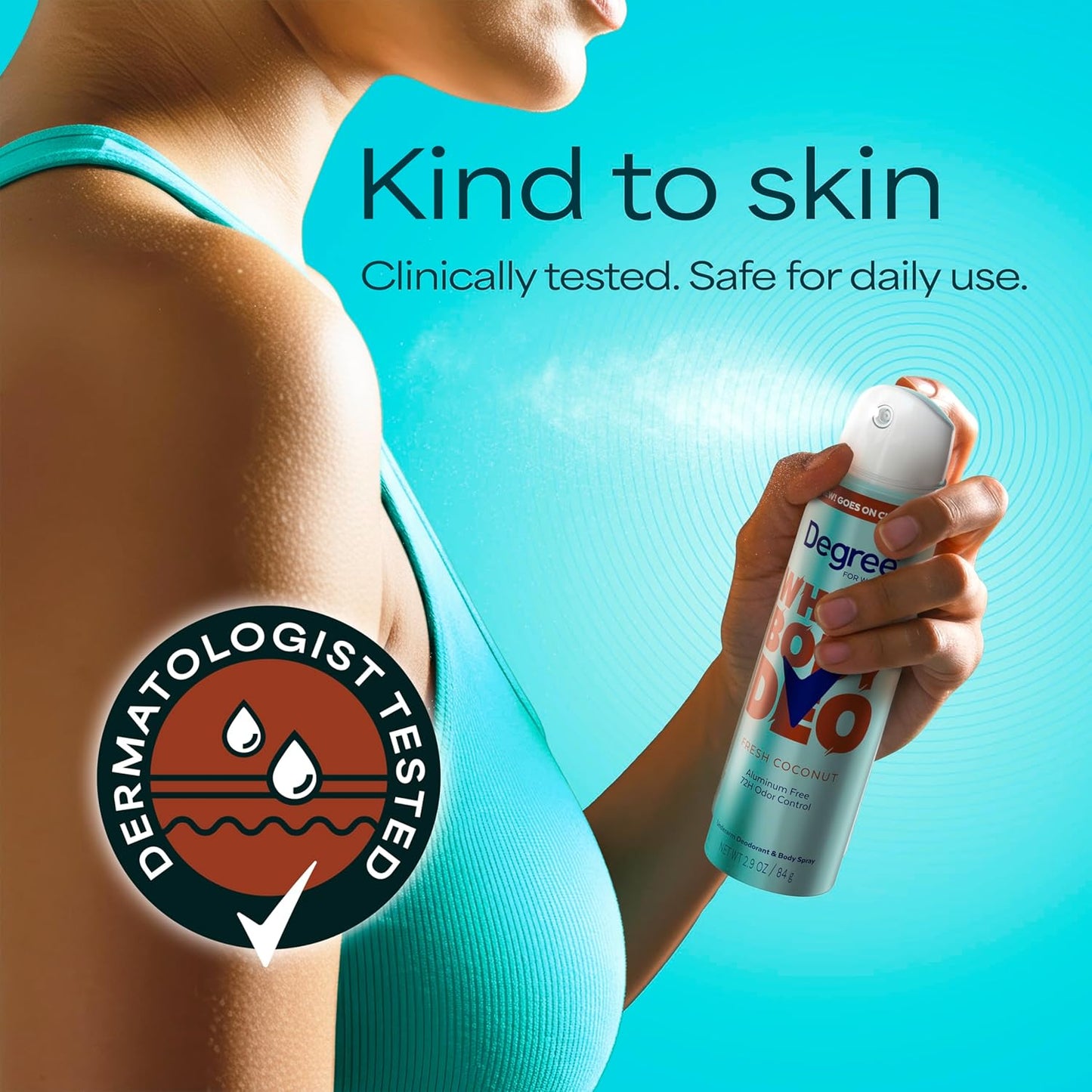 Degree Women Deodorant Spray Coconut Scent Aluminum Free 72H One Can Whole Body Simplicity