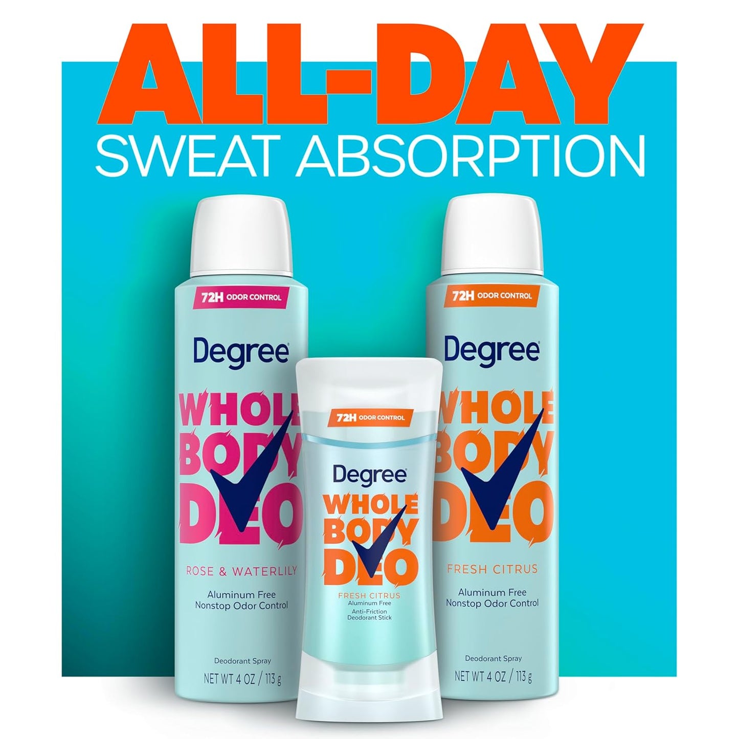 Degree Women Whole Body Deodorant Spray – Clean Aluminum-Free Citrus Deodorant for Capsule Bathroom and Neutral Vanity
