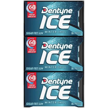 Dentyne Ice Winter Chill Sugar-Free Chewing Gum – Calorie-Conscious Chew for Home, Gym Bag, and Diet Routine