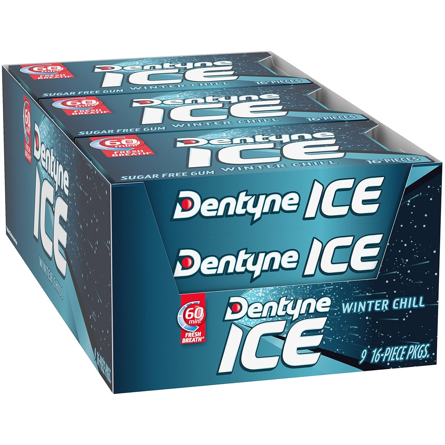 Dentyne Ice Winter Chill Sugar-Free Chewing Gum – Calorie-Conscious Chew for Home, Gym Bag, and Diet Routine