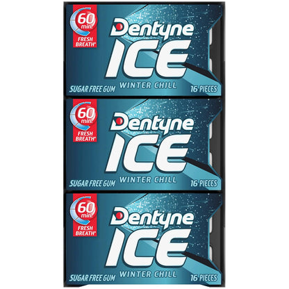Dentyne Ice Winter Chill Sugar-Free Chewing Gum – Calorie-Conscious Chew for Home, Gym Bag, and Diet Routine