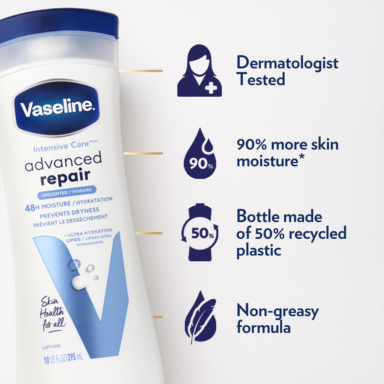 dermatologist-tested formula for combination, dry, and normal skin types
