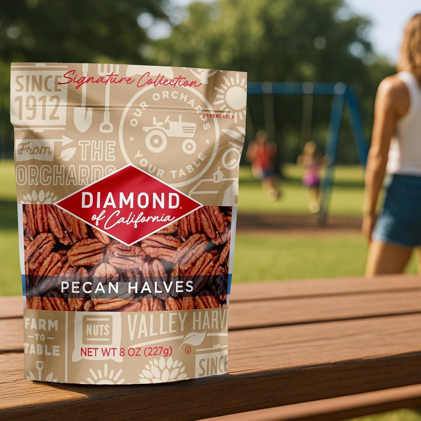 Diamond of California Chopped Pecans – Lightweight Trail Mix Base for Hiking and Camping, Resealable Bag for Backcountry Snacking