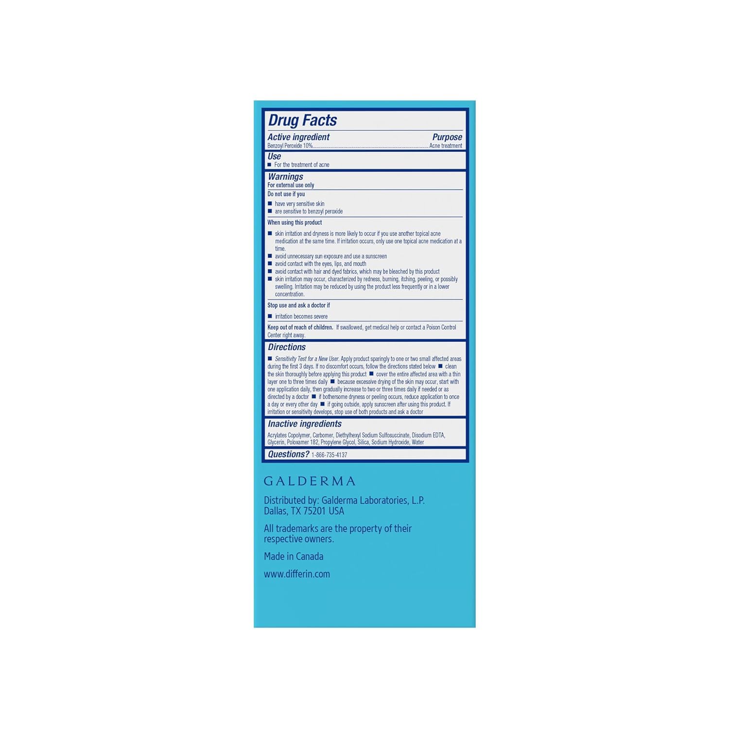 Differin 10% Benzoyl Peroxide Spot Treatment – Single-Step Targeted Blemish Care, Streamlined 1 oz Tube