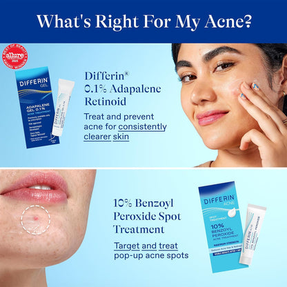 Differin 10% Benzoyl Peroxide Spot Treatment – Single-Step Targeted Blemish Care, Streamlined 1 oz Tube